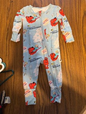 Kids Clifford Print Light Blue One-Piece Pajamas bamboo